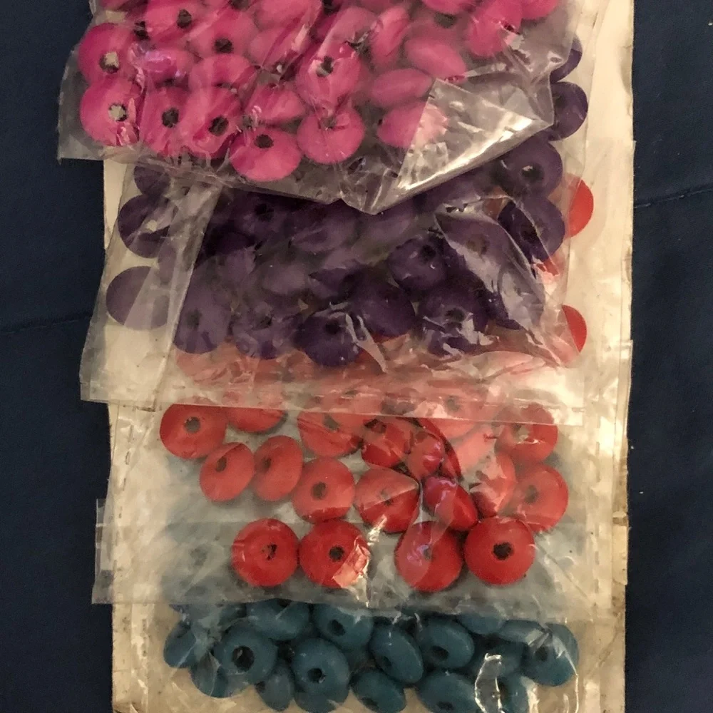 Wood Craft Beads Pack - Assorted Pink, Green, Purple, Orange, Blue
